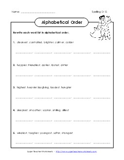 Alphabetical Order (D-15) Free Spelling D Worksheet