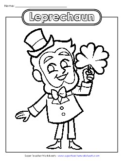 Leprechaun Coloring Page (Basic) Coloring Pages Worksheet