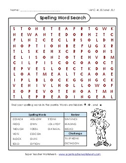 Word Search (C-4)  Spelling C Worksheet