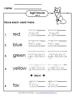 Trace Twice (Unit 16) Sight Words Worksheet