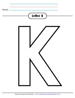 Outline - Uppercase K Alphabet Worksheet