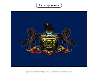 Pennsylvania State Flag (Full-Color Version) States Individual Worksheet