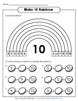 Making 10: Rainbow Worksheet Addition Worksheet