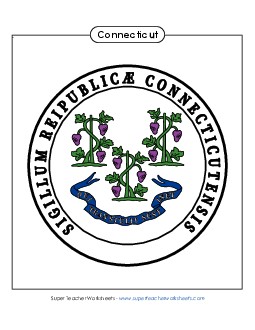 Connecticut State Seal (Full-Color Version) States Individual Worksheet