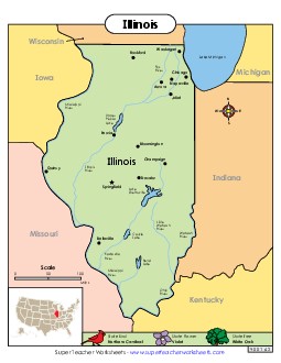 Map of Illinois State Maps Worksheet