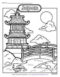 Japan Coloring Page Coloring Pages Worksheet