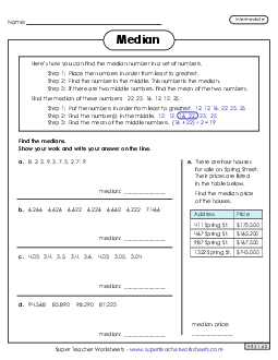 Median Mean Median Mode Range Worksheet