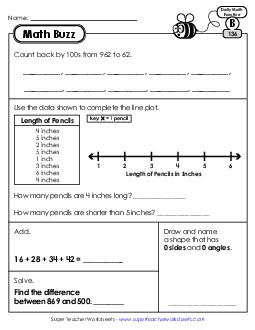 Math Buzz: Week 28 Worksheets 136 through 140 Daily Math Review Worksheet