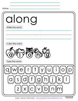 Write, Color, Type: Along Sight Words Individual Worksheet