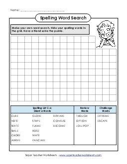 Make-a-Search (C-6) Spelling C Worksheet