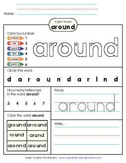 Worksheet 4: Around Sight Words Individual Worksheet