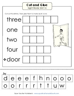 Cut-and-Glue (Unit 14) Sight Words Worksheet