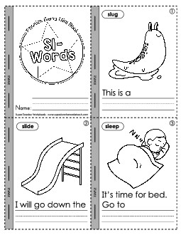 Mini Book 2: Sl- Words  Phonics Blends Worksheet