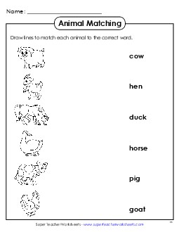 Matching Worksheet Farm Worksheet