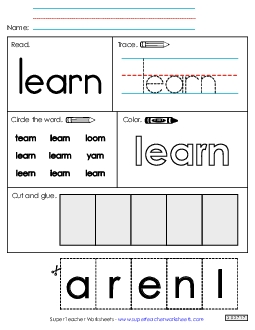 Worksheet 2: Learn Sight Words Individual Worksheet