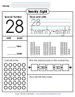 Special Number: 28 Counting Worksheet