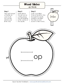 Word Slider (-op Words) Word Families Worksheet