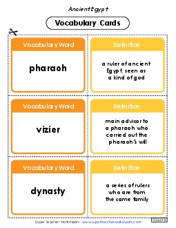 Ancient Egypt Vocabulary Cards Worksheet