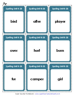 Flashcards (B-28) Spelling B Worksheet