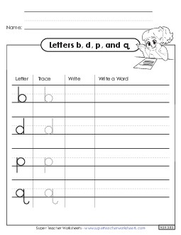 Letters b, d, p, and q Letters Reversals Worksheet