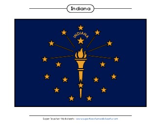 Indiana State Flag (Full-Color Version) States Individual Worksheet