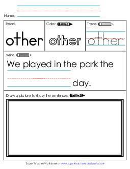 Worksheet 3: Other Sight Words Individual Worksheet