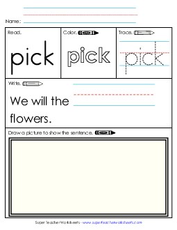 Worksheet 3: Pick Sight Words Individual Worksheet