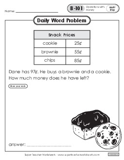 Daily Word Problems  B-101 through B-105 Worksheet