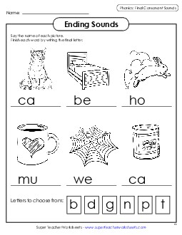 Ending Sound Free Phonics Final Ending Sounds Worksheet