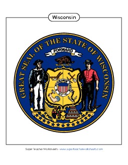 Wisconsin State Seal (Full-Color Version) States Individual Worksheet