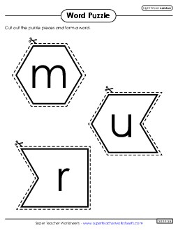 Word Puzzle: Number Sight Words Individual Worksheet