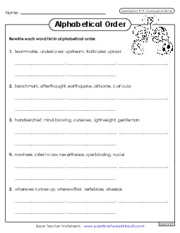 Alphabetical Order Worksheet (F-14) Free Spelling F Worksheet