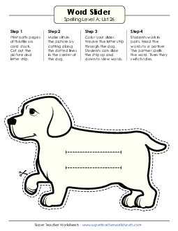 Word Slider (A-26) Spelling A Worksheet