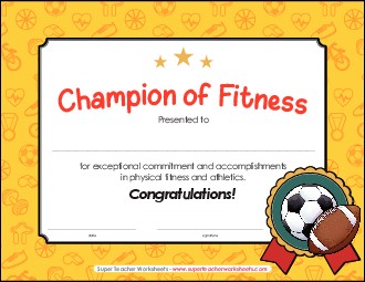 Champion of Fitness Awards Worksheet