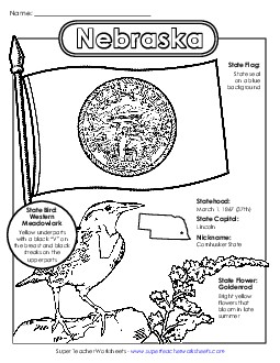 Nebraska State Symbols Coloring Page Free States Individual Worksheet