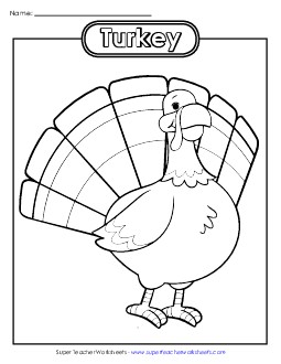 Coloring Page:  Turkey Thanksgiving Worksheet