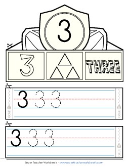 Hat: Number 3 Counting Worksheet