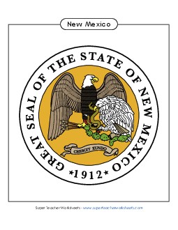 New Mexico State Seal (Full-Color Version) States Individual Worksheet