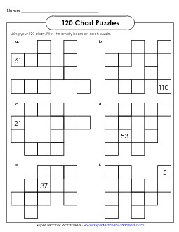 120 Chart Puzzle 4 (Advanced)  Free Hundreds Chart Worksheet