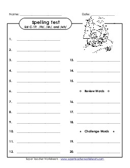 Spelling Test Form (C-17) Spelling C Worksheet