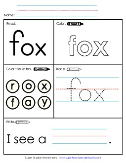 Worksheet 1: Fox Sight Words Individual Worksheet