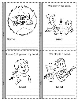 Mini-Book: -and Words Word Families Worksheet