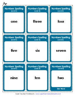 Flashcards (A-Number Words) Spelling A Worksheet