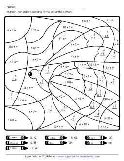 Multiplication: Butterfly (6s Only) Worksheet