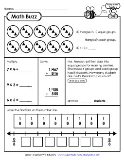 Math Buzz: Week 20 Worksheets 96 through 100 Daily Math Review Worksheet