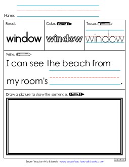 Worksheet 3: Window Sight Words Individual Worksheet