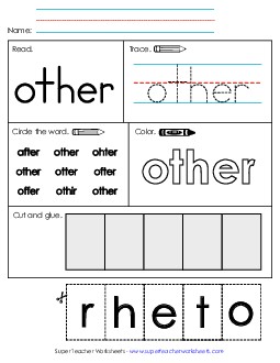 Worksheet 2: Other Sight Words Individual Worksheet