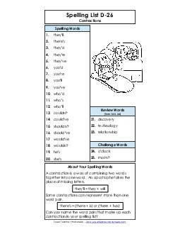 Spelling List D-26 Spelling D Worksheet