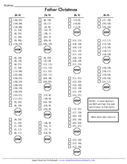 Graph Mystery Picture (Santa) Mystery Graph Picture Worksheet