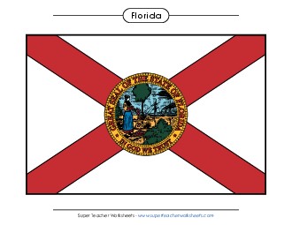 Florida State Flag (Full-Color Version) States Individual Worksheet